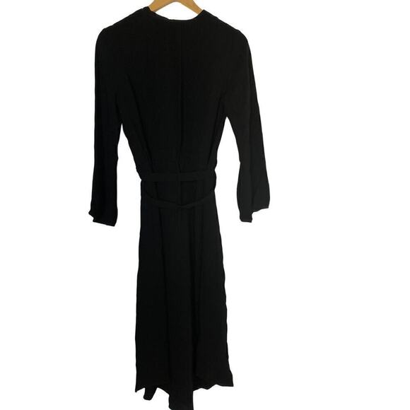 Shoshanna Waldorf Dress Cinched Waist Long Sleeve V-Neck Knee Length Black 4 - Picture 4 of 13